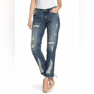 Women’s Remix by Rock Revival Slouchy Straight Leg Jeans Distressed Blue size 27
